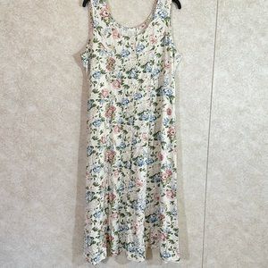 Vintage Pastel Multicolor Sleeveless Button Down Maxi Dress floral Large Boho